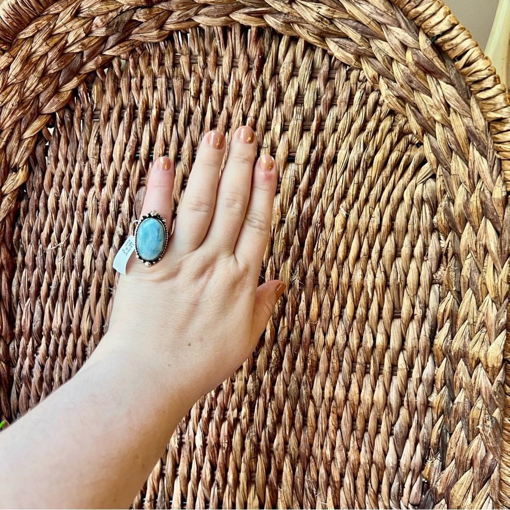 925 Sterling Silver Larimar Ring Size 5 Southwestern Blue Gemstone Jewelry - Picture 7 of 10